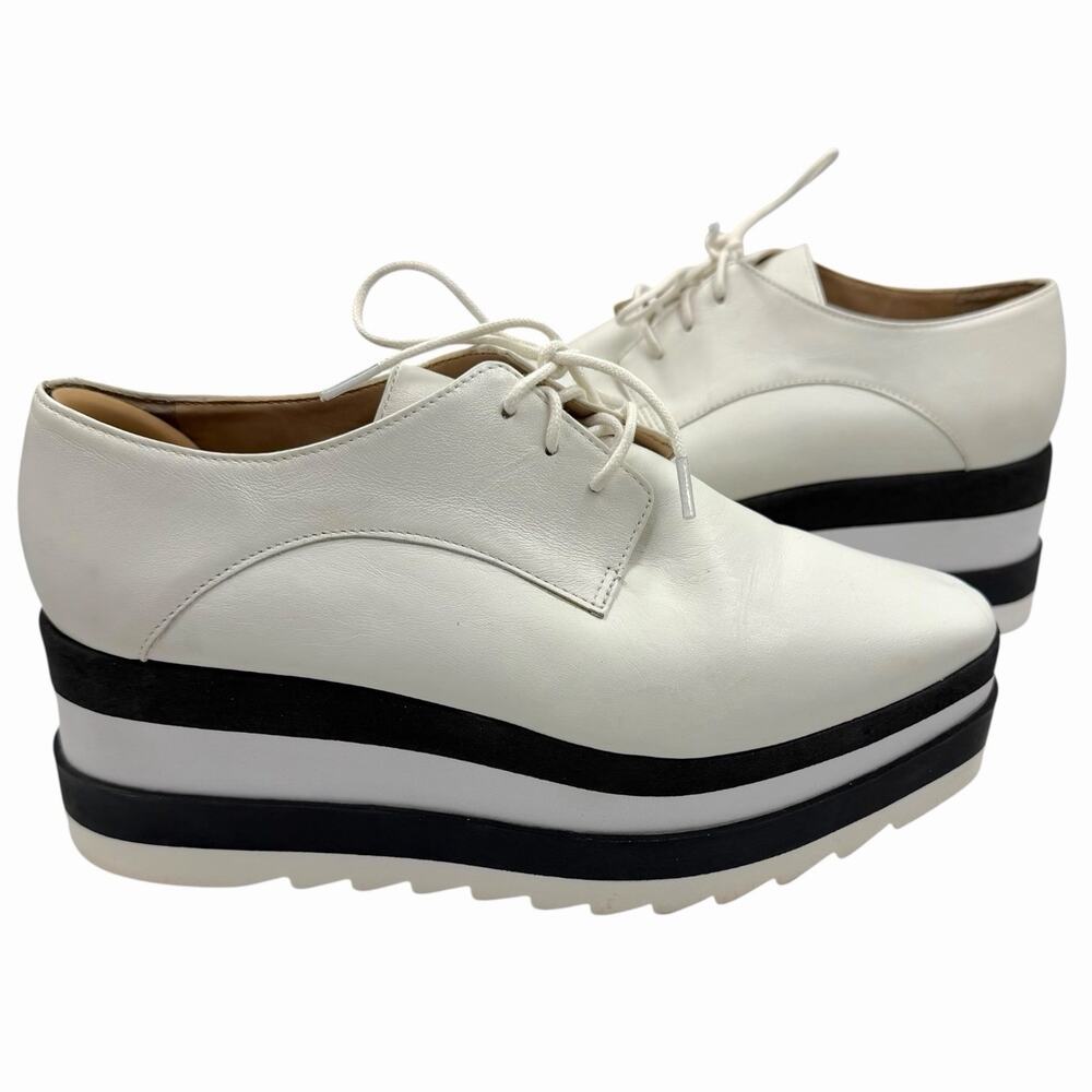 PRÜNE BLACK & WHITE PLATFORM LACE UP OXFORDS LEATHER RETRO GRUNGE GOTH SIZE 7